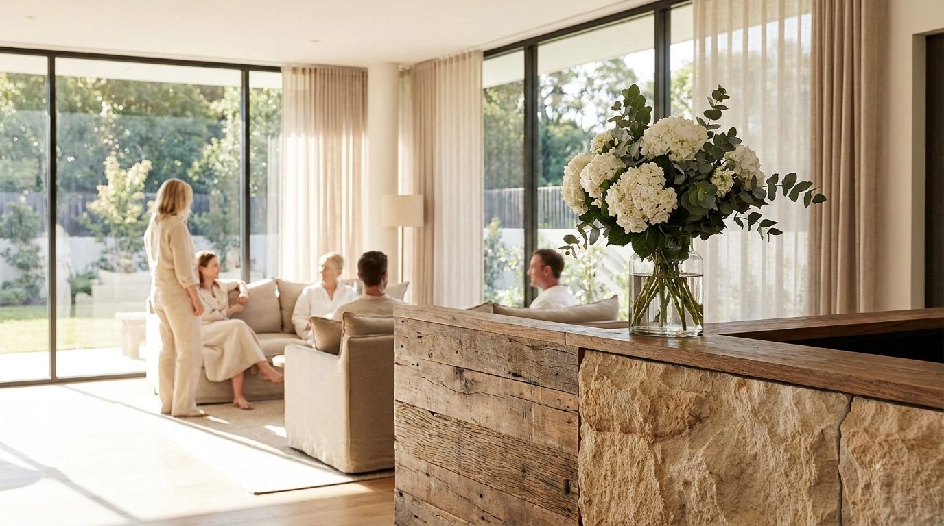 Eleganter, heller Hotel-Empfang
